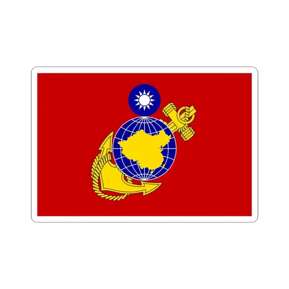 Flag of the Republic of China Marine Corps (China) STICKER Vinyl Kiss-Cut Decal 3 Inch White - The Sticker Space