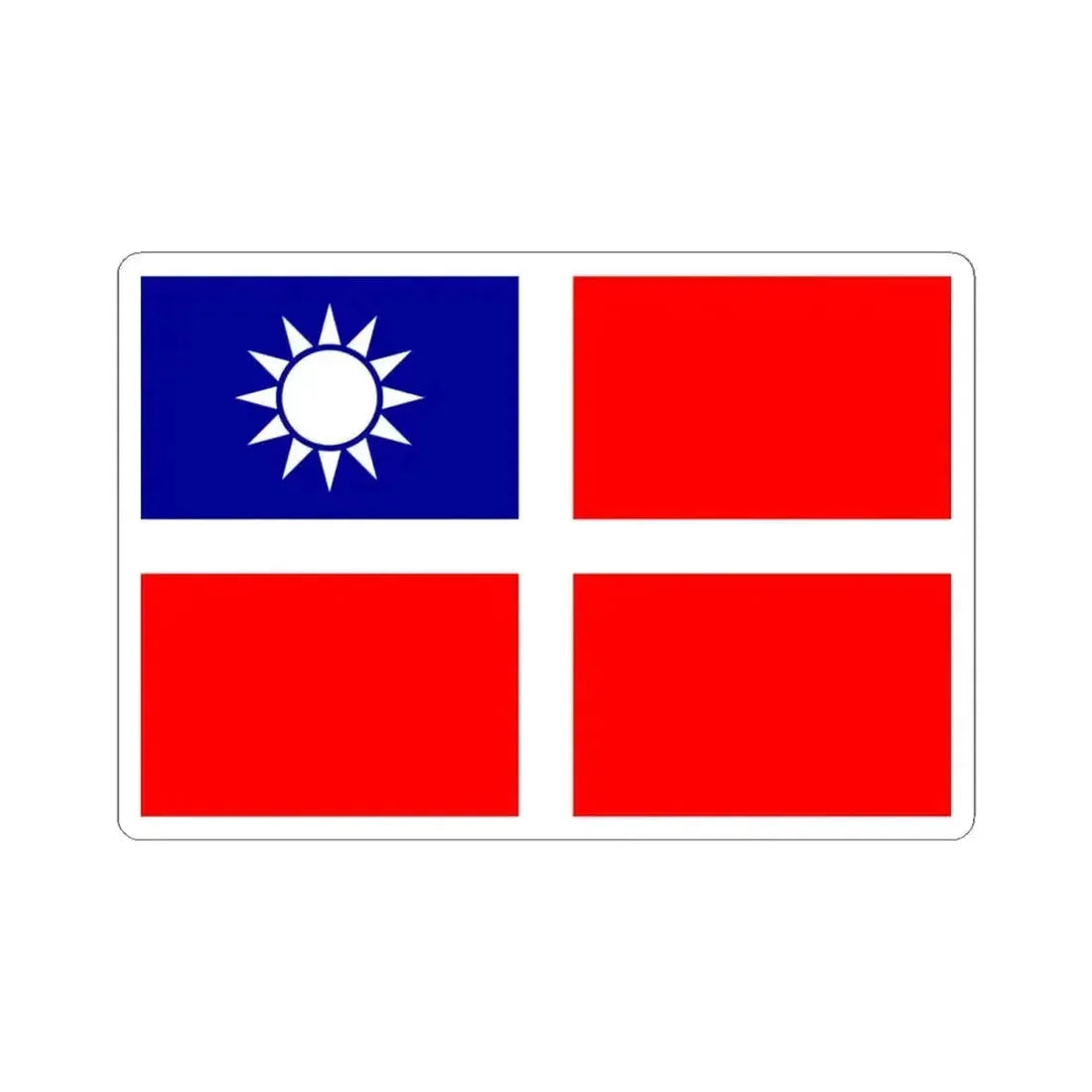 Flag of the Republic of China-Nanjing War Ensign (China) STICKER Vinyl Kiss-Cut Decal 4 Inch White - The Sticker Space