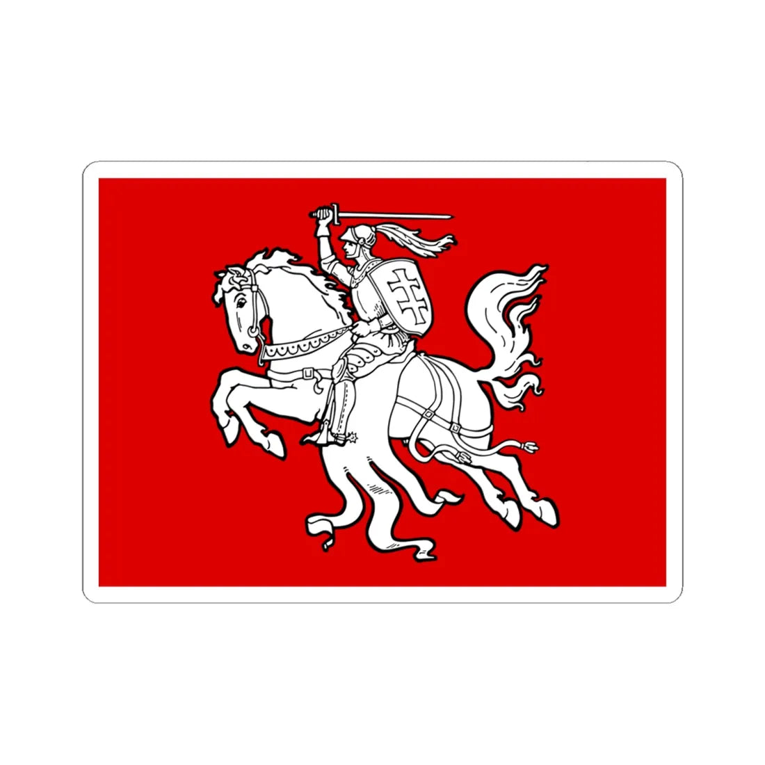 Flag of the Republic of Lithuania 1920s (Belarus) (Coat of Arms) STICKER Vinyl Kiss-Cut Decal 6 Inch White - The Sticker Space