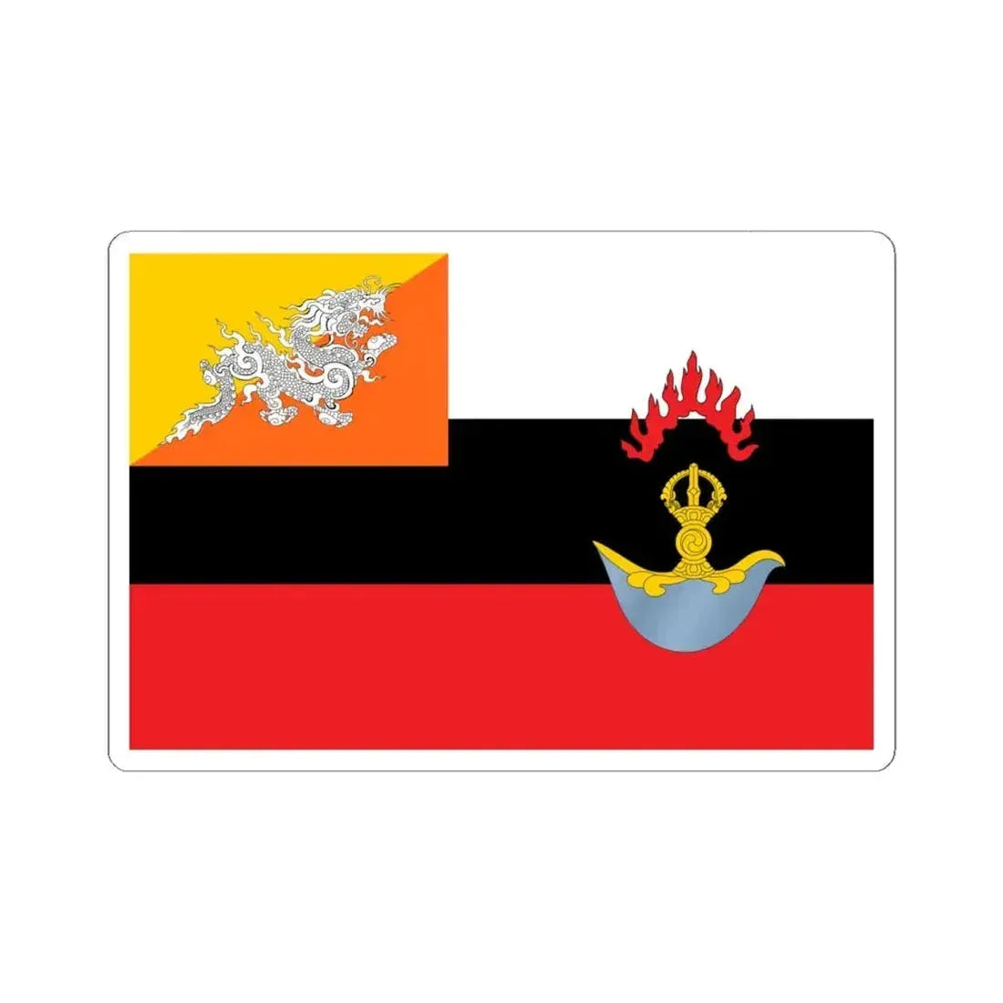 Flag of the Royal Bhutan Army (Bhutan) STICKER Vinyl Kiss-Cut Decal 6 Inch White - The Sticker Space