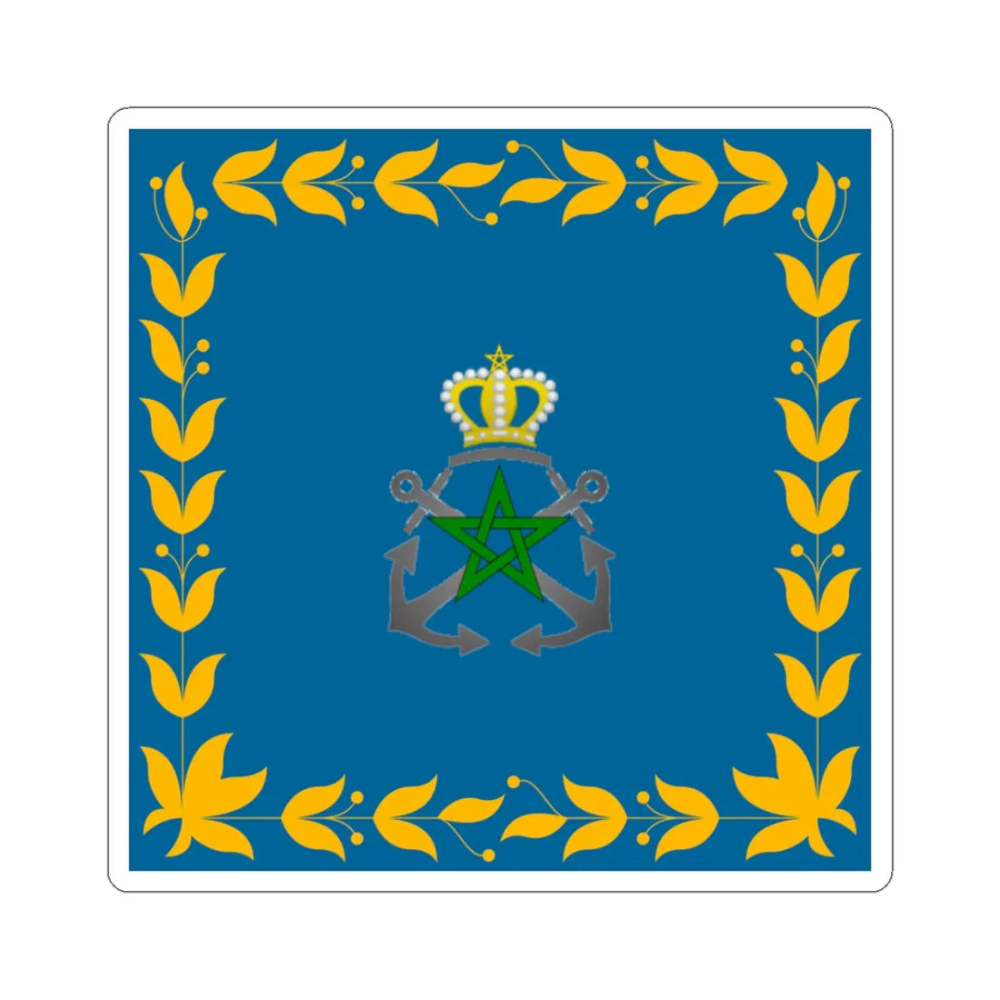Flag of the Royal Moroccan Navy (Morocco) STICKER Vinyl Kiss-Cut Decal 3 Inch White - The Sticker Space