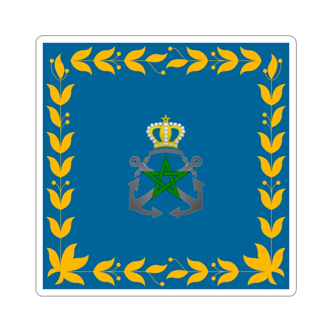 Flag of the Royal Moroccan Navy (Morocco) STICKER Vinyl Kiss-Cut Decal 4 Inch White - The Sticker Space