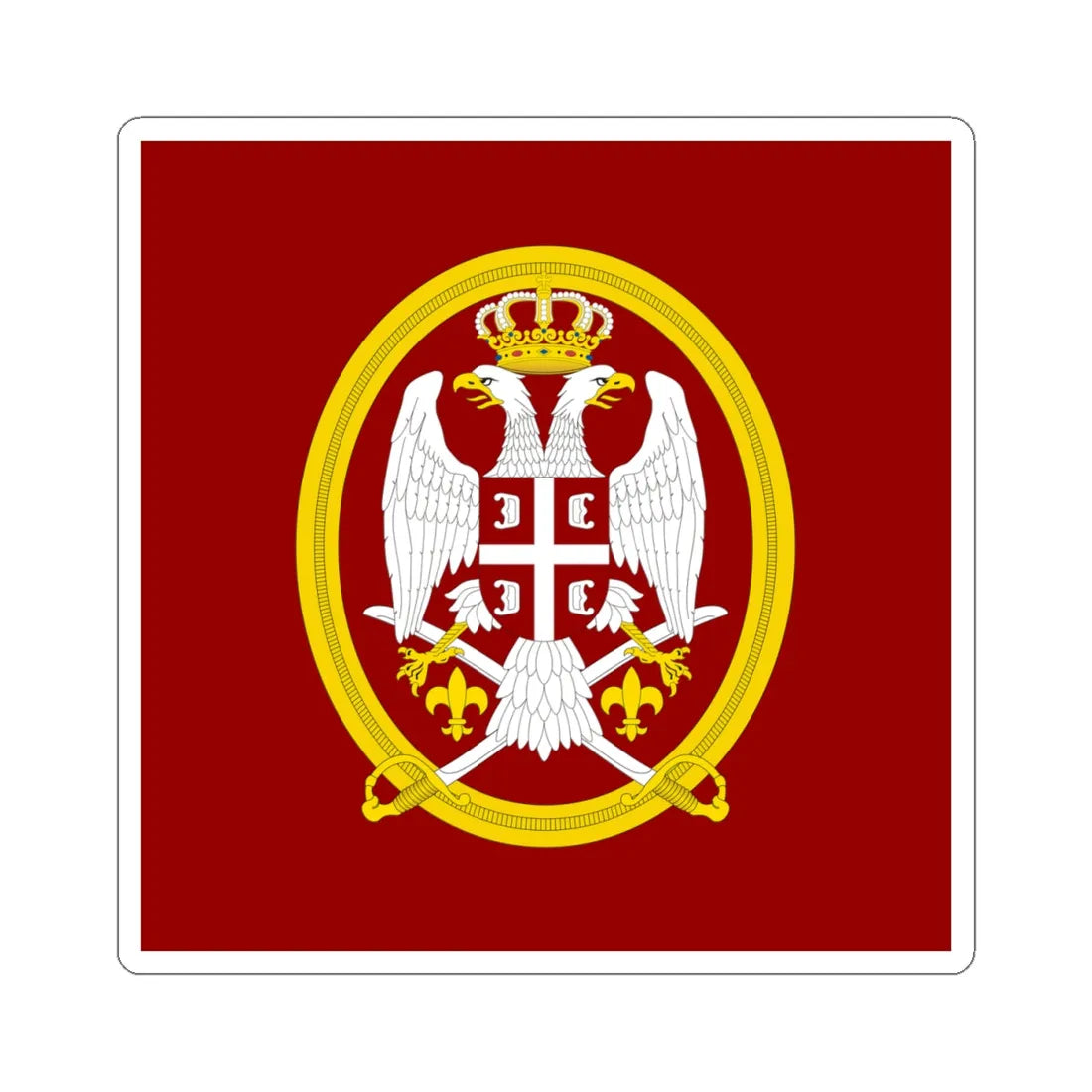 Flag of the Serbian Land Forces (Serbia) STICKER Vinyl Kiss-Cut Decal 4 Inch White - The Sticker Space