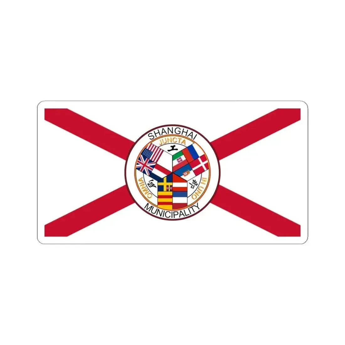 Flag of the Shanghai International Settlement (China) STICKER Vinyl Kiss-Cut Decal 4 Inch White - The Sticker Space