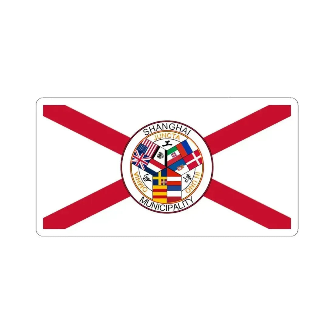 Flag of the Shanghai International Settlement pre-WWI (China) STICKER Vinyl Kiss-Cut Decal 4 Inch White - The Sticker Space