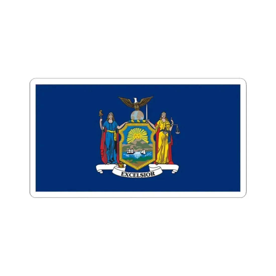 Flag of the State of New York 1909-2020 (United States) STICKER Vinyl Kiss-Cut Decal 2 Inch White - The Sticker Space