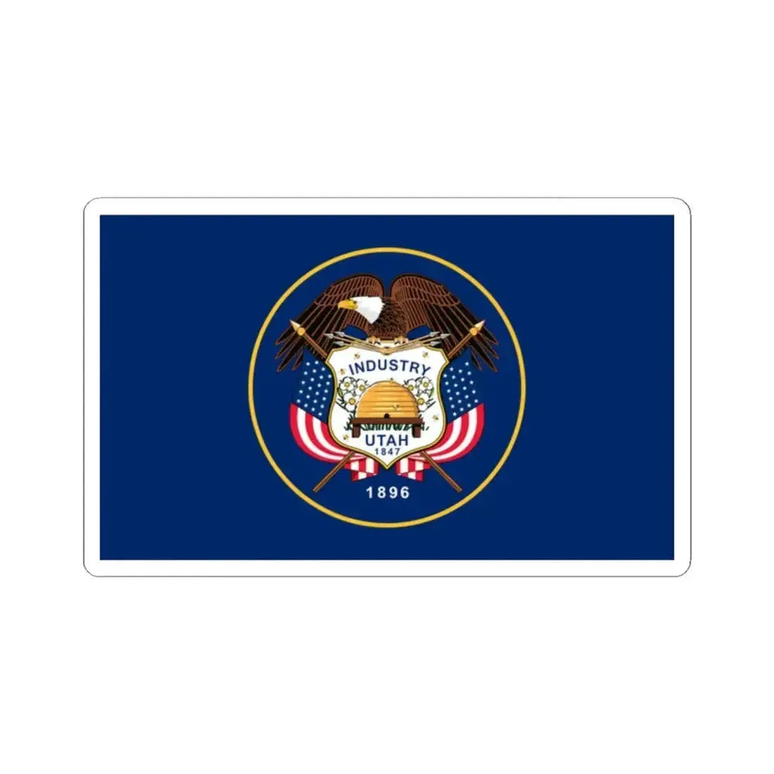 Flag of the State of Utah 2011-2024 (United States) STICKER Vinyl Kiss-Cut Decal 2 Inch White - The Sticker Space
