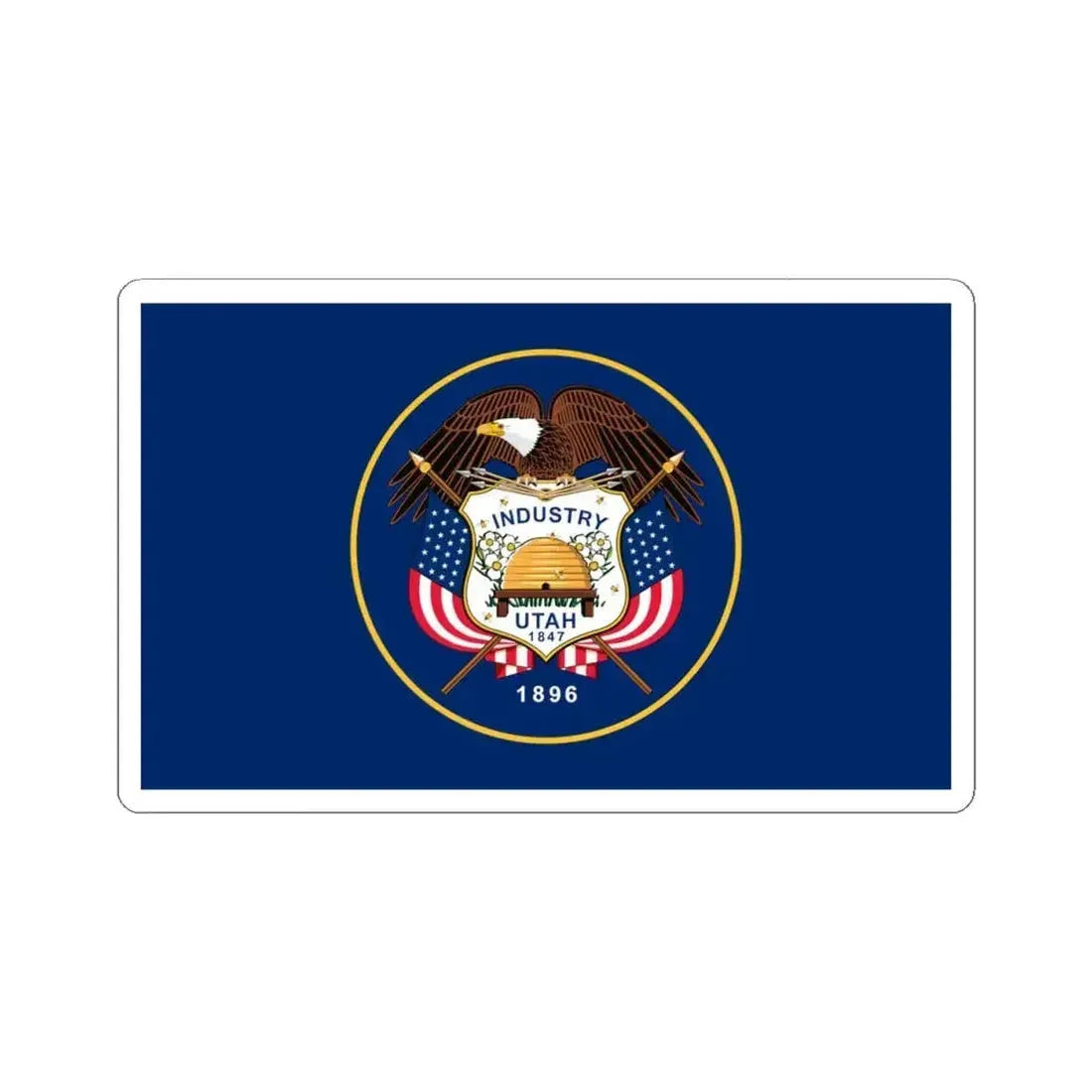 Flag of the State of Utah 2011-2024 (United States) STICKER Vinyl Kiss-Cut Decal 4 Inch White - The Sticker Space