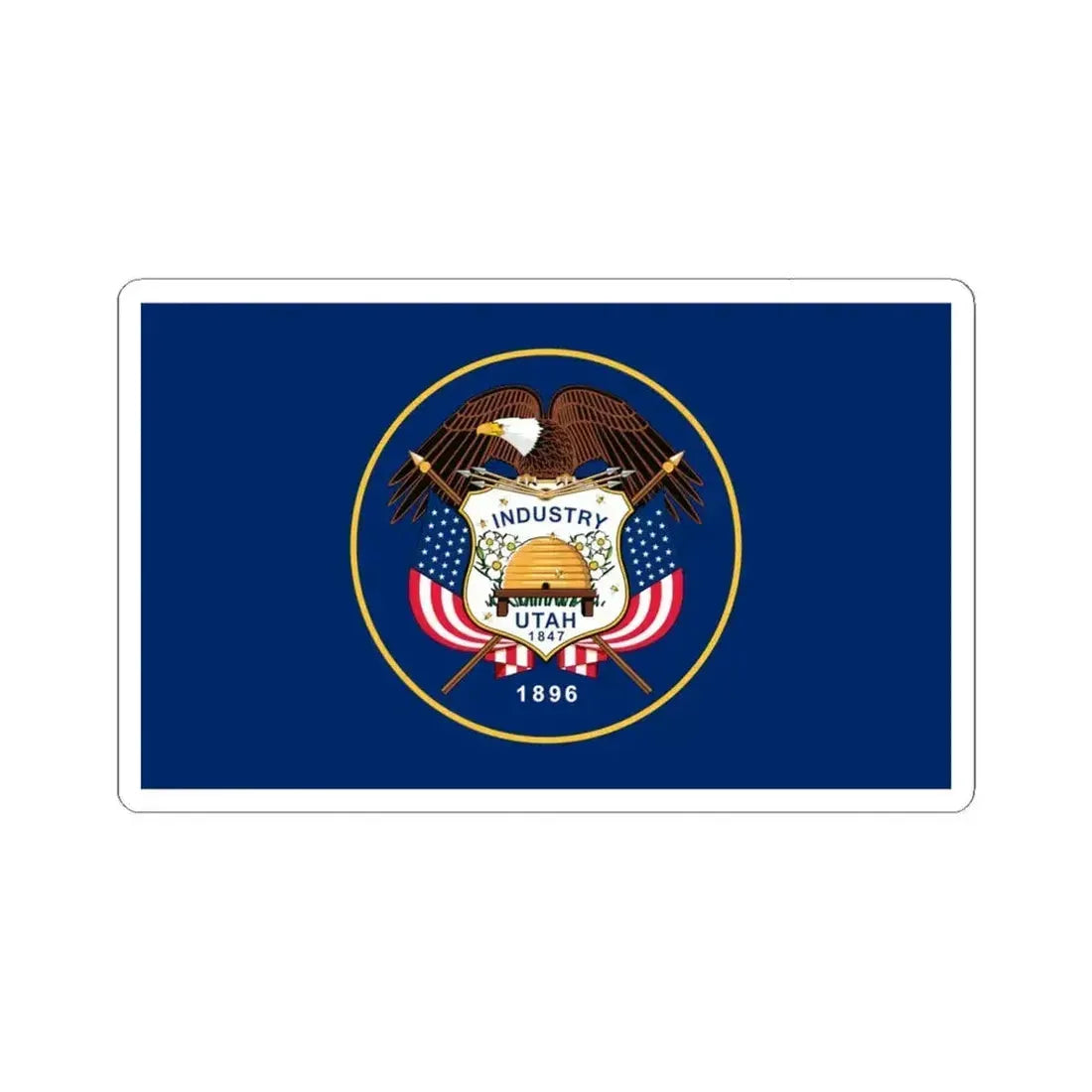 Flag of the State of Utah 2011-2024 (United States) STICKER Vinyl Kiss-Cut Decal 6 Inch White - The Sticker Space