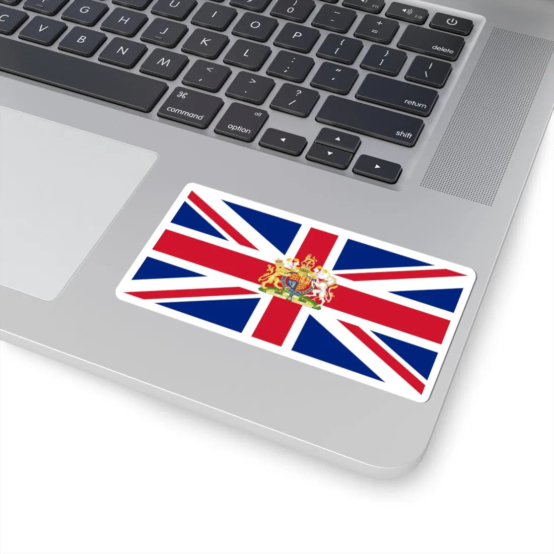Flag of the United Kingdom defaced with coat of arms (United Kingdom) STICKER Vinyl Kiss-Cut Decal - The Sticker Space