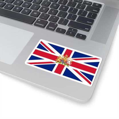 Flag of the United Kingdom defaced with coat of arms (United Kingdom) STICKER Vinyl Kiss-Cut Decal - The Sticker Space