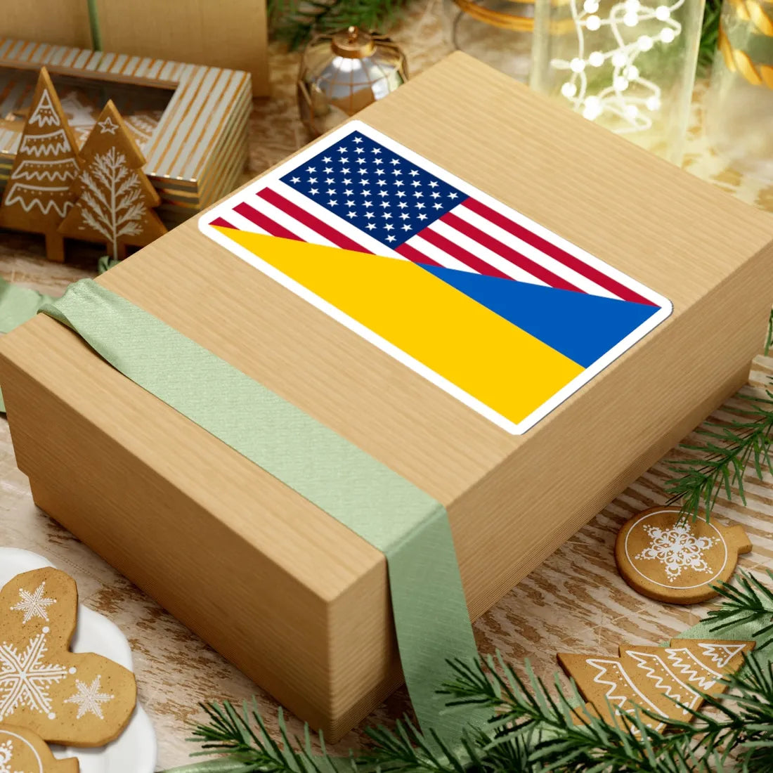 Flag of the United States and Ukraine (Ukraine) STICKER Vinyl Kiss-Cut Decal - The Sticker Space