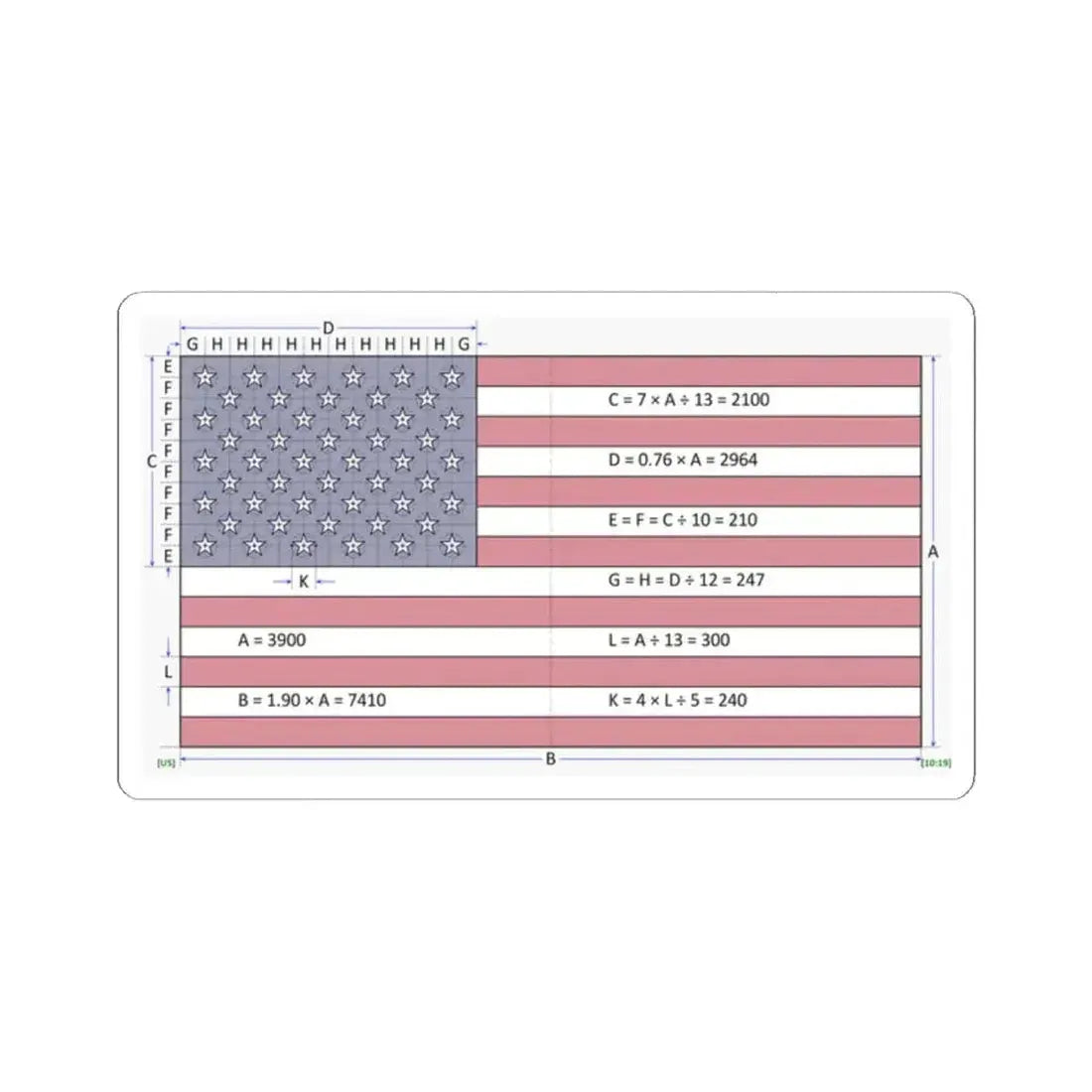 Flag of the United States construction sheet (United States) STICKER Vinyl Kiss-Cut Decal 2 Inch White - The Sticker Space