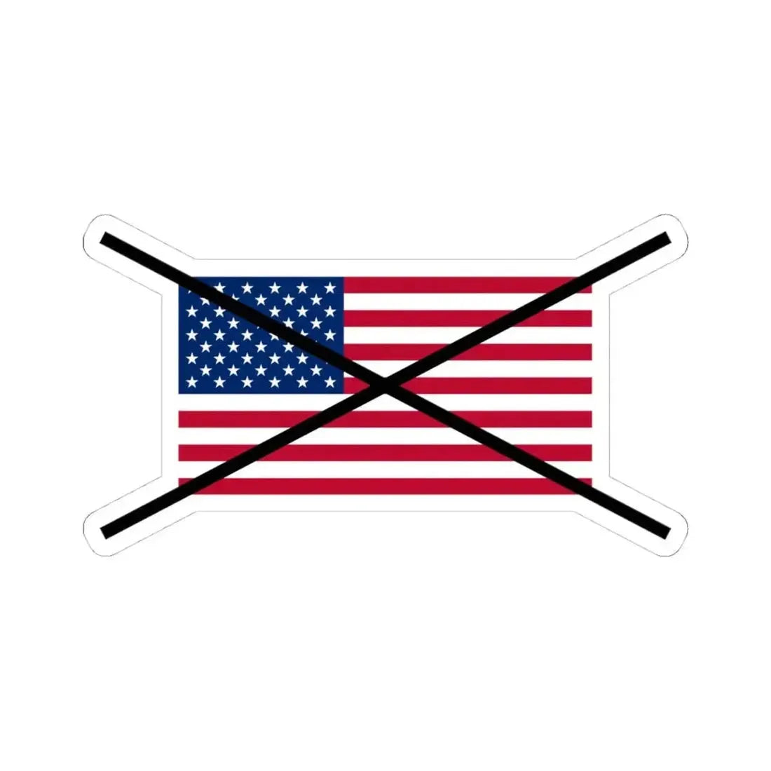 Flag of the United States crossed out (United States) STICKER Vinyl Kiss-Cut Decal 4 Inch White - The Sticker Space