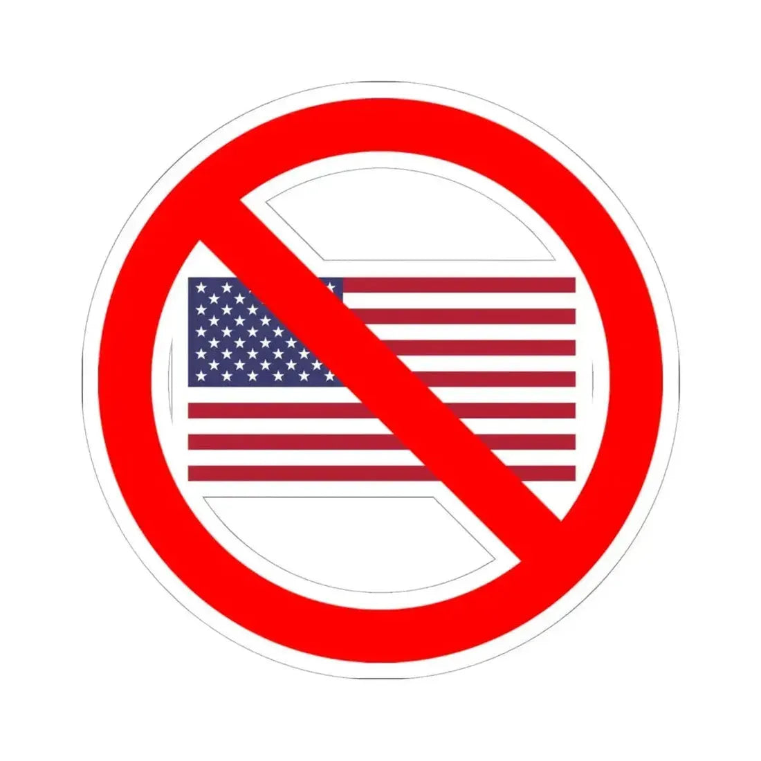 Flag of the United States in red circle with slash (United States) STICKER Vinyl Kiss-Cut Decal 6 Inch White - The Sticker Space