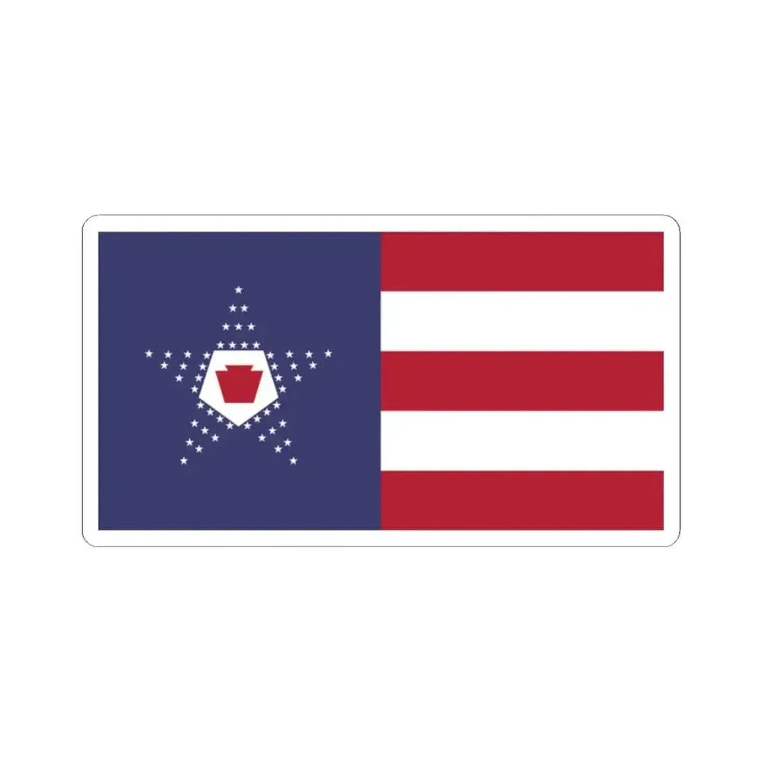 Flag of the United States pentagonal arrangement and Pennsylvania keystone symbol (United States) STICKER Vinyl Kiss-Cut Decal 2 Inch White - The Sticker Space