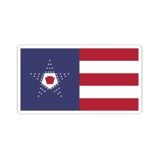 Flag of the United States pentagonal arrangement and Pennsylvania keystone symbol (United States) STICKER Vinyl Kiss-Cut Decal 2 Inch White - The Sticker Space