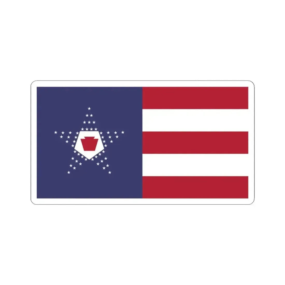 Flag of the United States pentagonal arrangement and Pennsylvania keystone symbol (United States) STICKER Vinyl Kiss-Cut Decal 3 Inch White - The Sticker Space