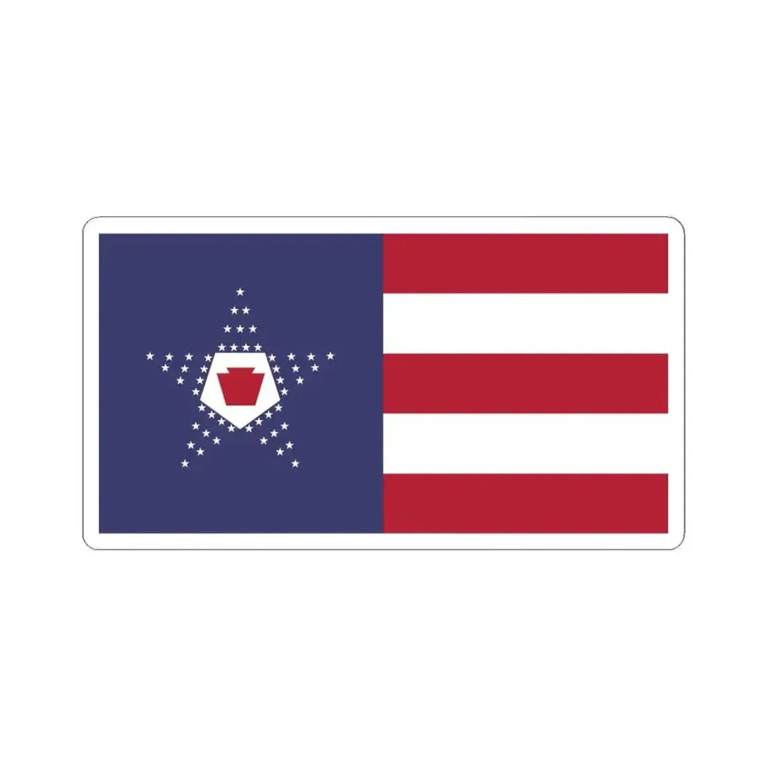 Flag of the United States pentagonal arrangement and Pennsylvania keystone symbol (United States) STICKER Vinyl Kiss-Cut Decal 6 Inch White - The Sticker Space