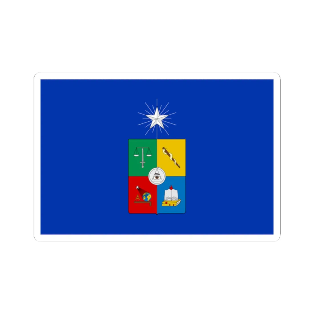 Flag of the University of Chile (Chile) (Coat of Arms) STICKER Vinyl Kiss-Cut Decal 2 Inch White - The Sticker Space