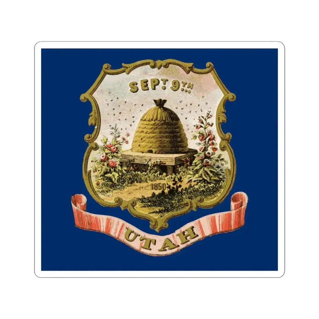 Flag of the Utah Territory (United States) STICKER Vinyl Kiss-Cut Decal 3 Inch White - The Sticker Space