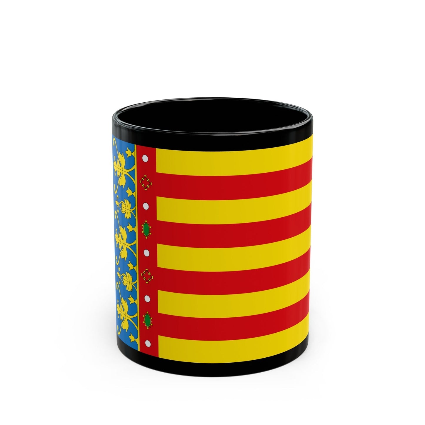 Flag of the Valencia Spain - Black Coffee Mug-11oz-The Sticker Space