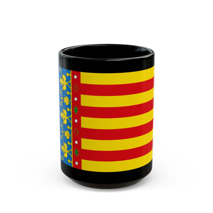 Flag of the Valencia Spain - Black Coffee Mug-15oz-The Sticker Space