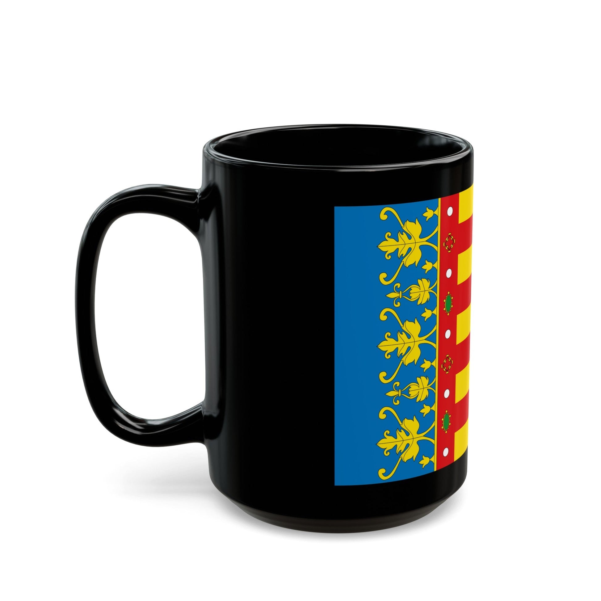 Flag of the Valencia Spain - Black Coffee Mug-The Sticker Space