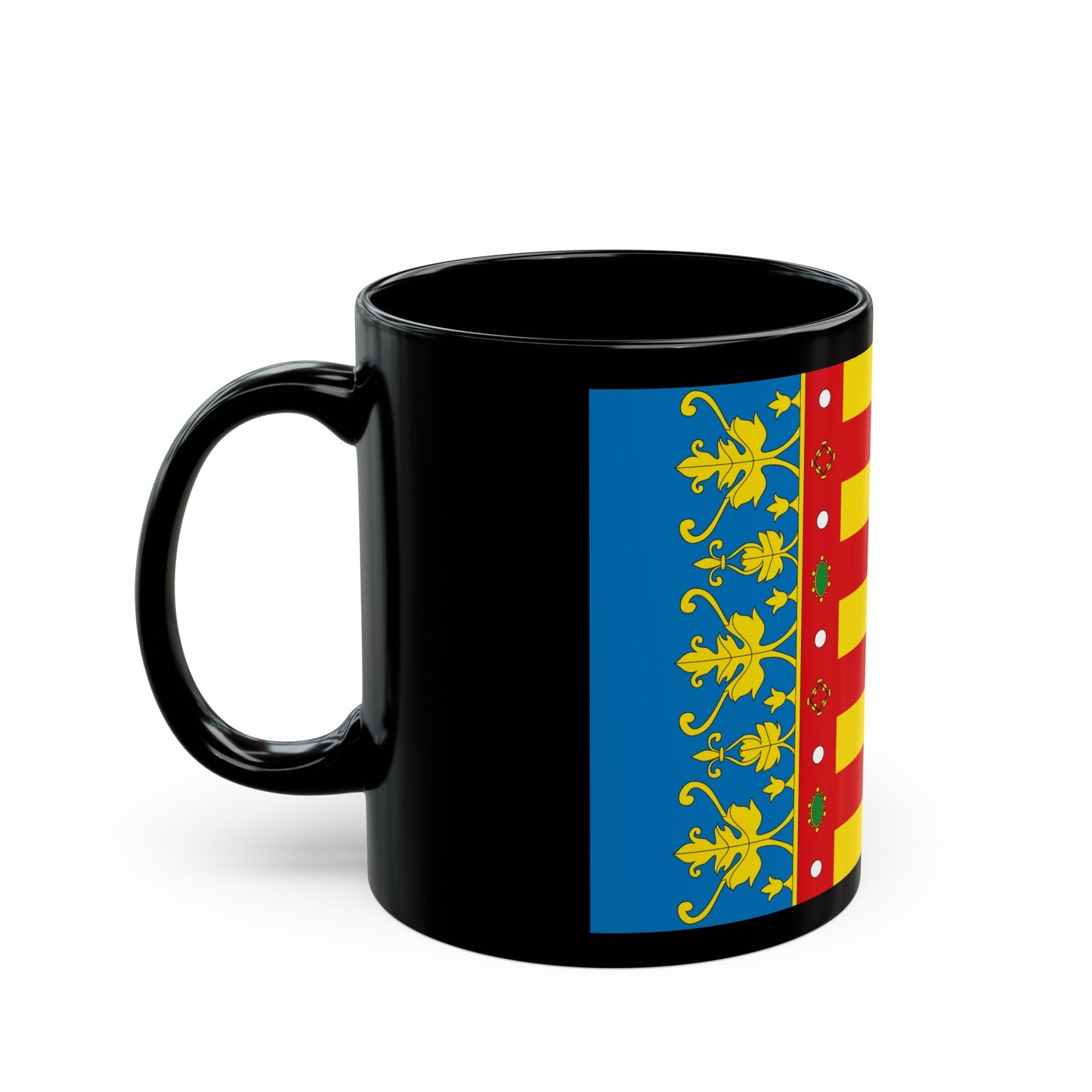 Flag of the Valencia Spain - Black Coffee Mug-The Sticker Space