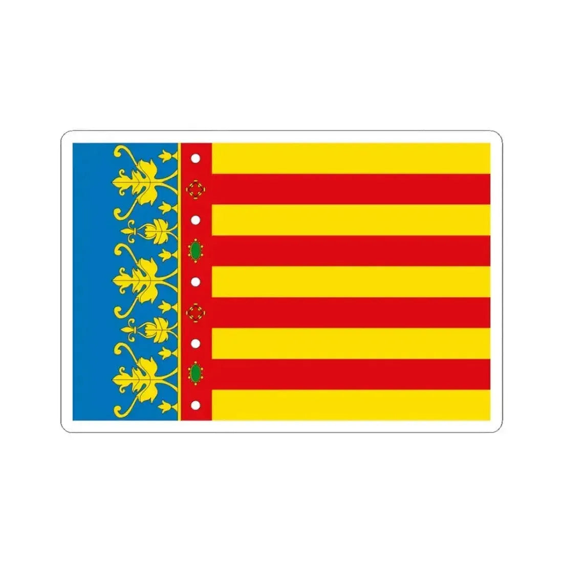 Flag of the Valencia Spain - STICKER Vinyl Kiss-Cut Decal 3 Inch White - The Sticker Space