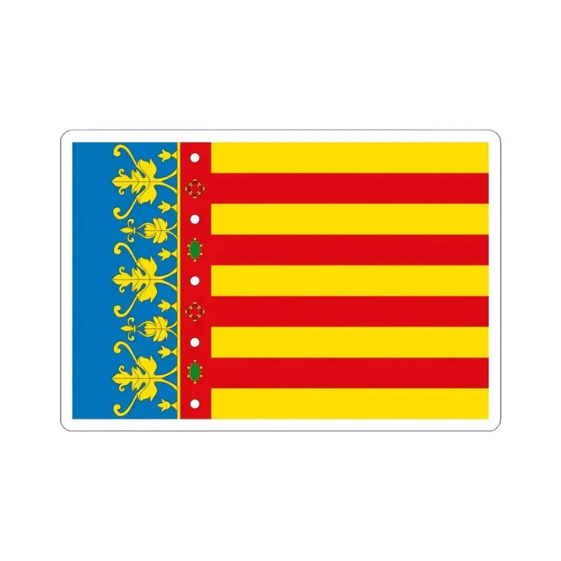 Flag of the Valencia Spain - STICKER Vinyl Kiss-Cut Decal 4 Inch White - The Sticker Space