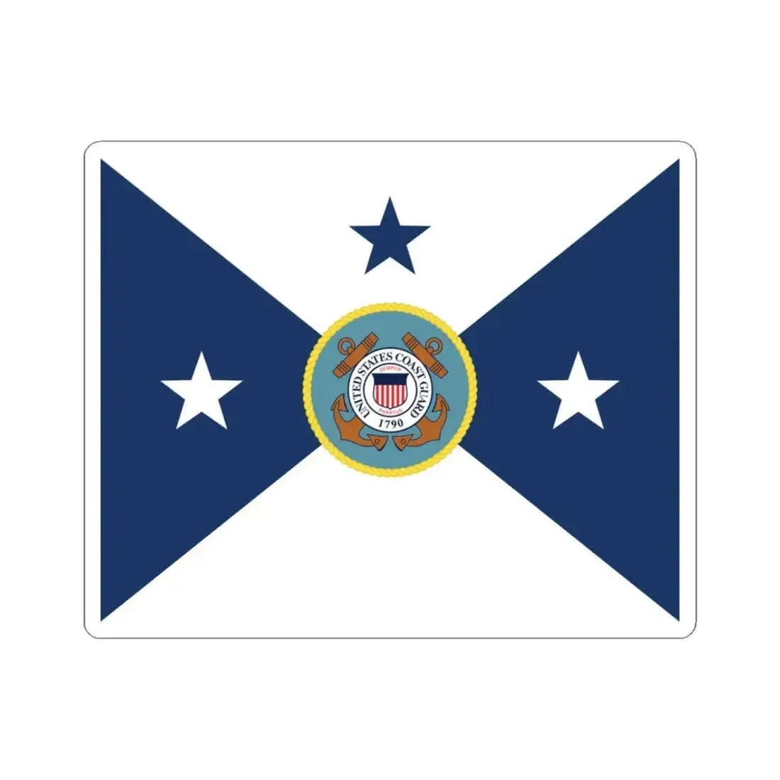 Flag of the Vice Commandant of the United States Coast Guard (United States) STICKER Vinyl Kiss-Cut Decal 3 Inch White - The Sticker Space