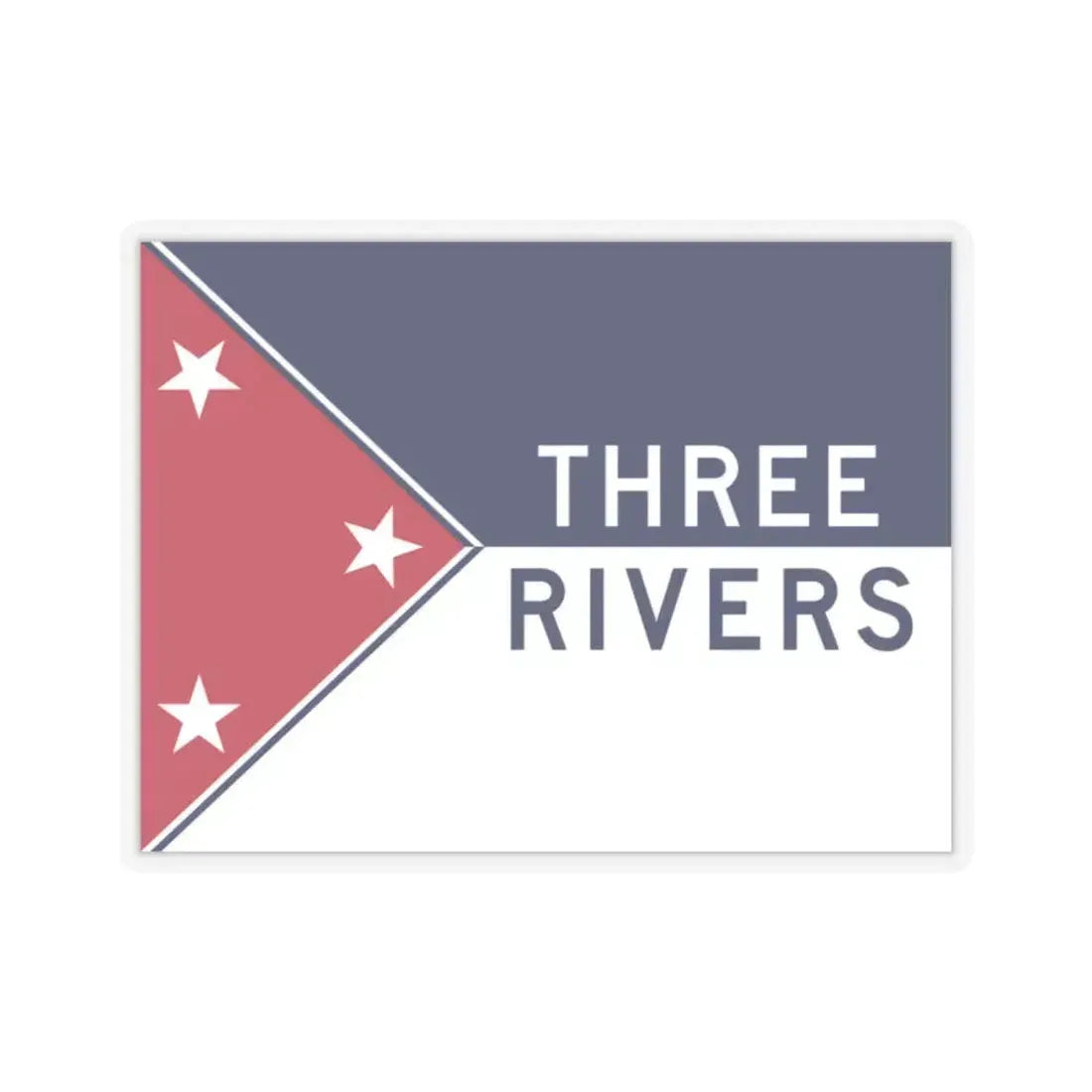 Flag of Three Rivers, Michigan - STICKER Vinyl Kiss-Cut Decal 2 Inch Transparent - The Sticker Space