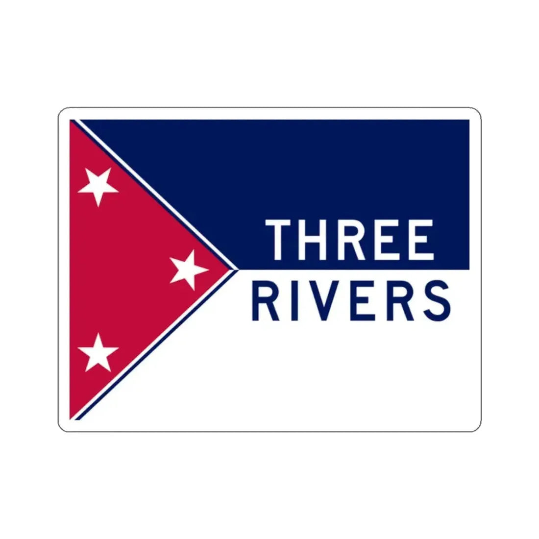 Flag of Three Rivers, Michigan - STICKER Vinyl Kiss-Cut Decal 2 Inch White - The Sticker Space