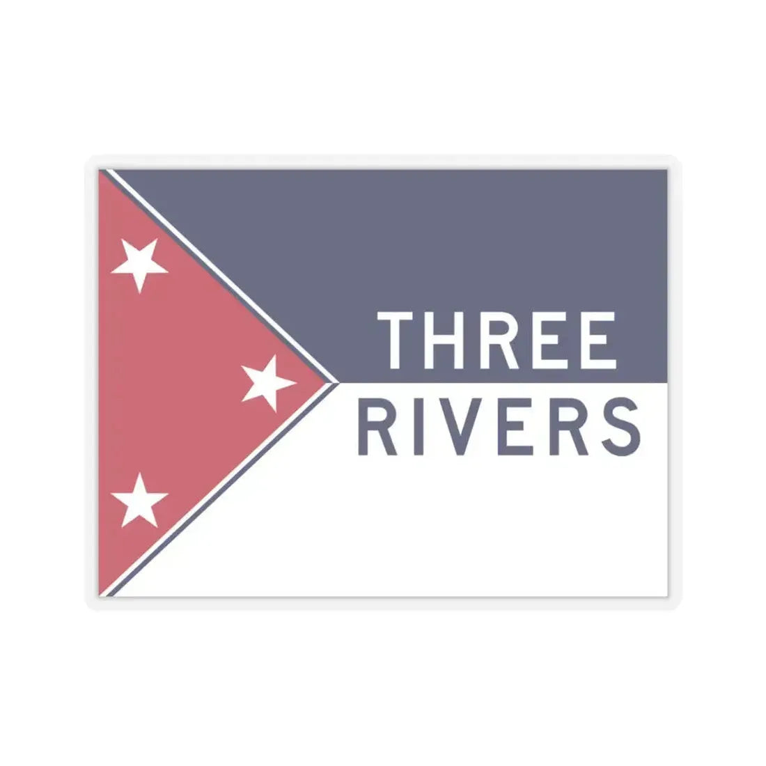 Flag of Three Rivers, Michigan - STICKER Vinyl Kiss-Cut Decal 3 Inch Transparent - The Sticker Space