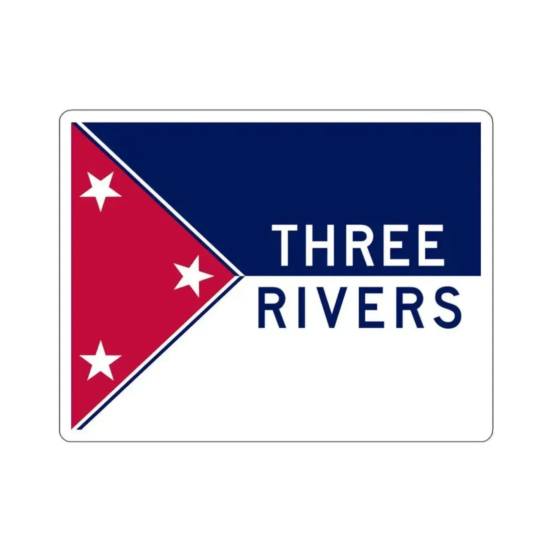 Flag of Three Rivers, Michigan - STICKER Vinyl Kiss-Cut Decal 6 Inch White - The Sticker Space
