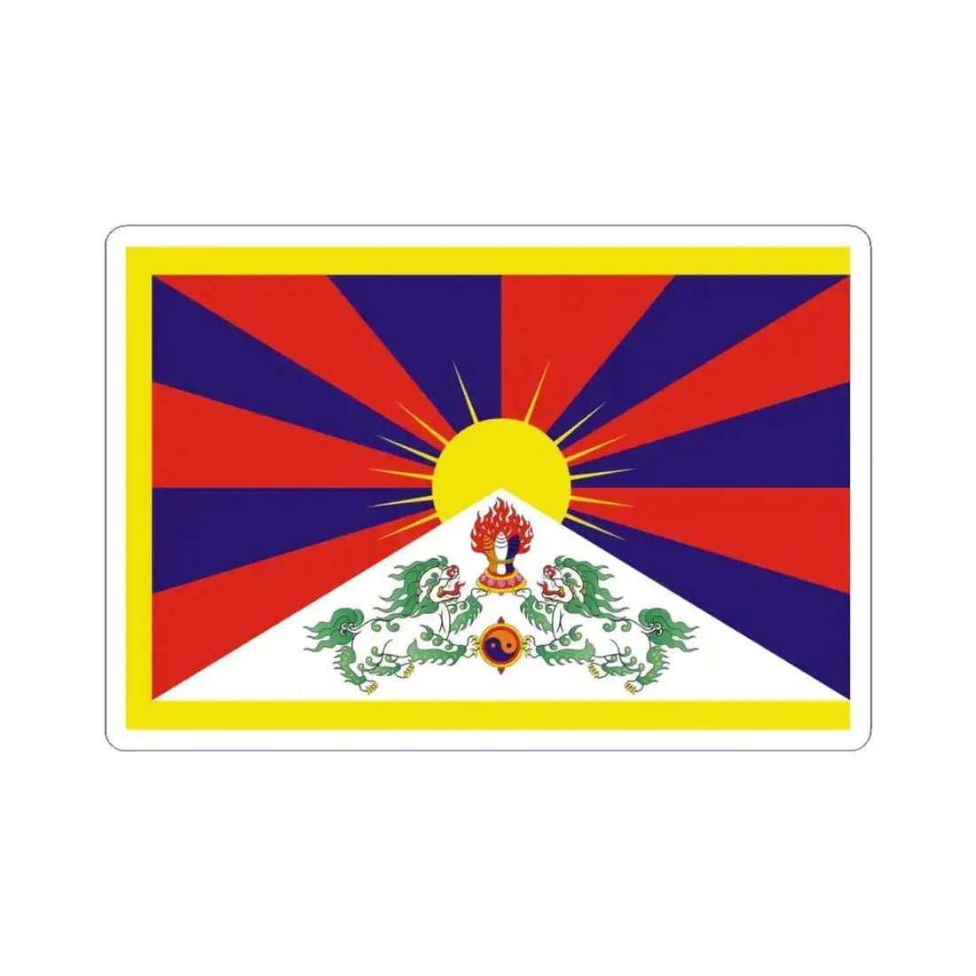 Flag of Tibet 3-2 (China) STICKER Vinyl Kiss-Cut Decal 4 Inch White - The Sticker Space