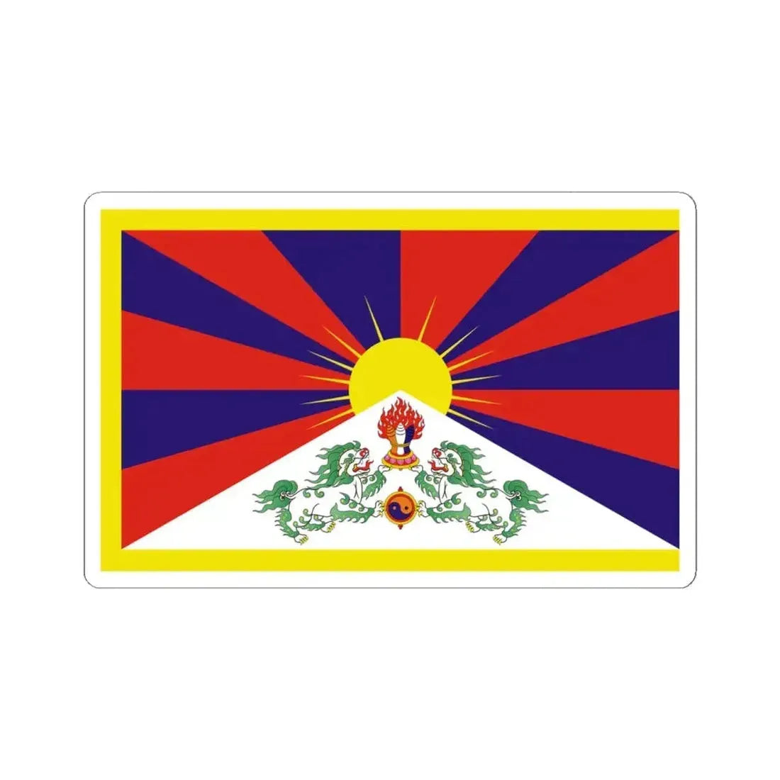 Flag of Tibet (China) STICKER Vinyl Kiss-Cut Decal 4 Inch White - The Sticker Space