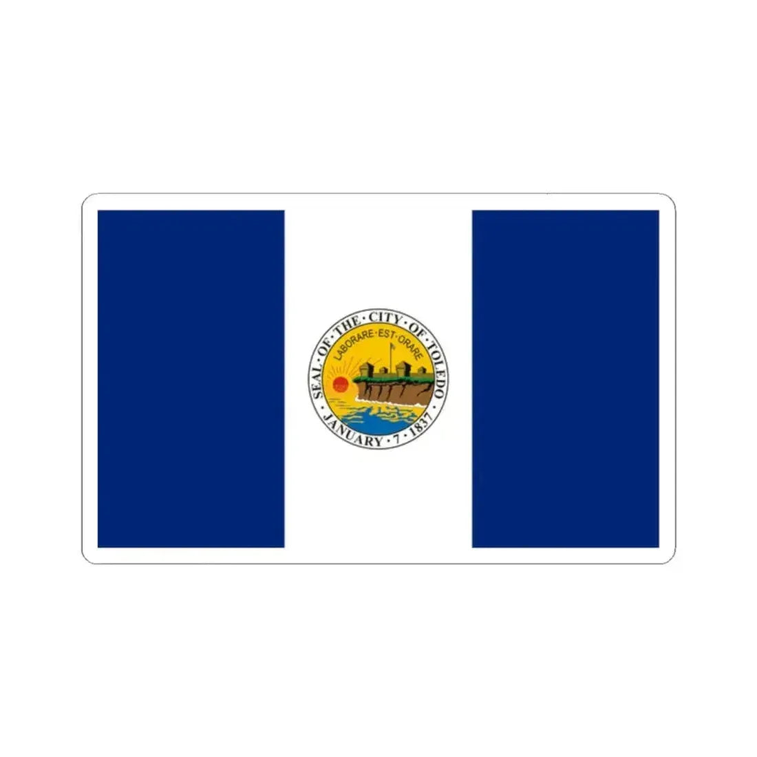 Flag of Toledo Ohio 1994-2025 (United States) STICKER Vinyl Kiss-Cut Decal 2 Inch White - The Sticker Space