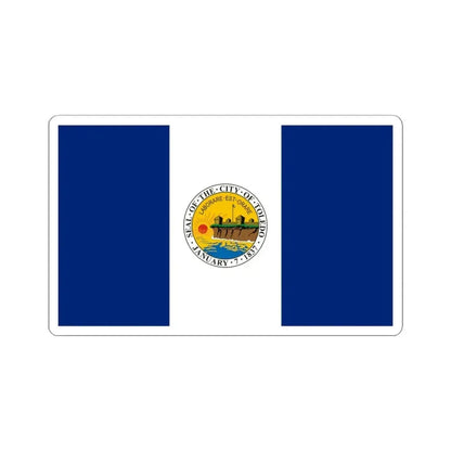 Flag of Toledo Ohio 1994-2025 (United States) STICKER Vinyl Kiss-Cut Decal 4 Inch White - The Sticker Space
