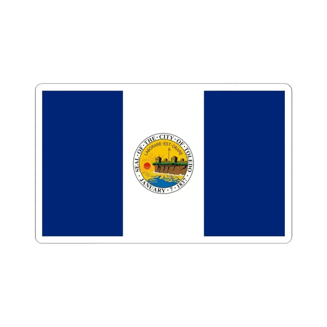 Flag of Toledo Ohio 1994-2025 (United States) STICKER Vinyl Kiss-Cut Decal 6 Inch White - The Sticker Space