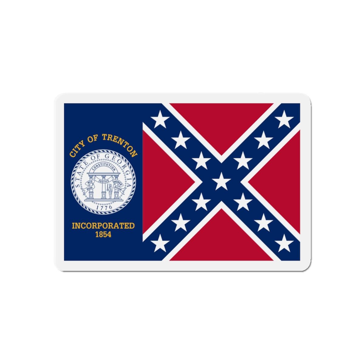 Flag of Trenton Georgia - Die-Cut Magnet-4" x 4"-The Sticker Space