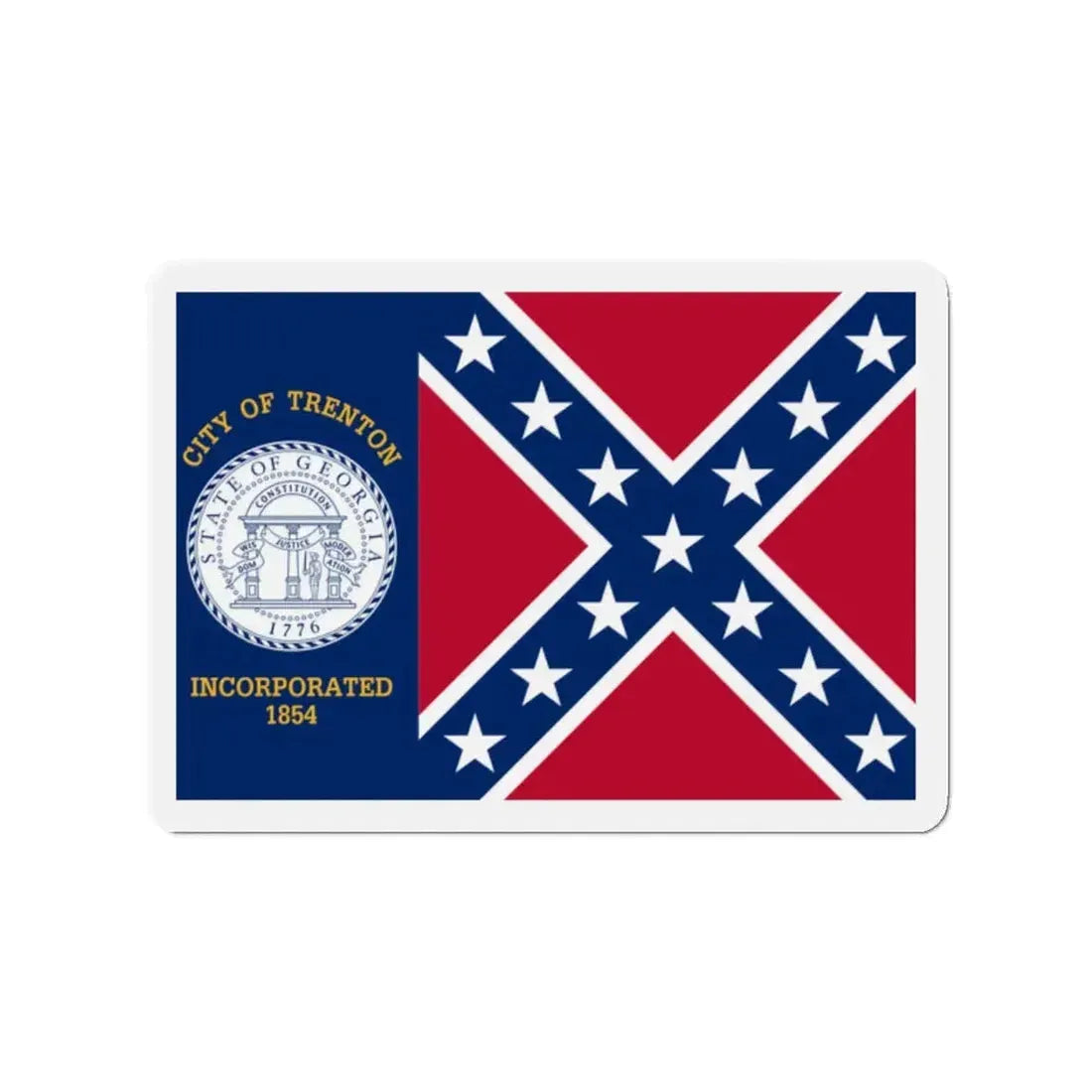 Flag of Trenton Georgia - Refrigerator Magnet 2 Inch - The Sticker Space