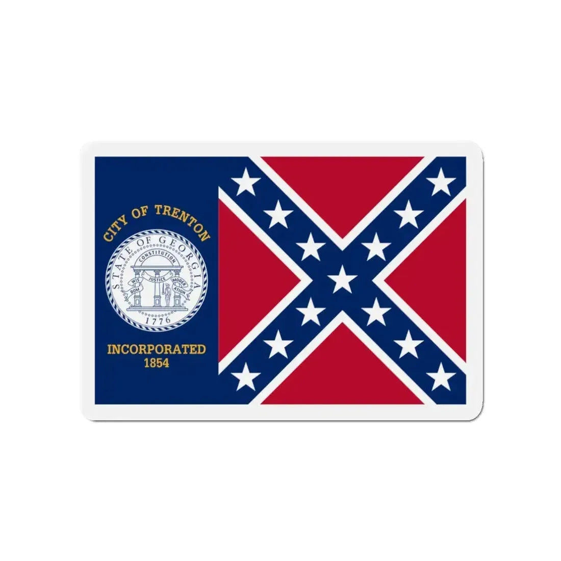 Flag of Trenton Georgia - Refrigerator Magnet 3 Inch - The Sticker Space