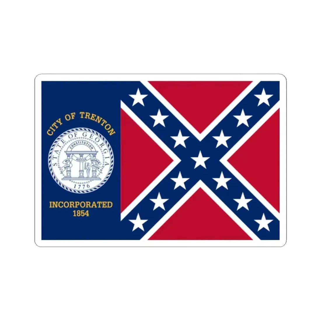 Flag of Trenton, Georgia - STICKER Vinyl Kiss-Cut Decal 2 Inch White - The Sticker Space