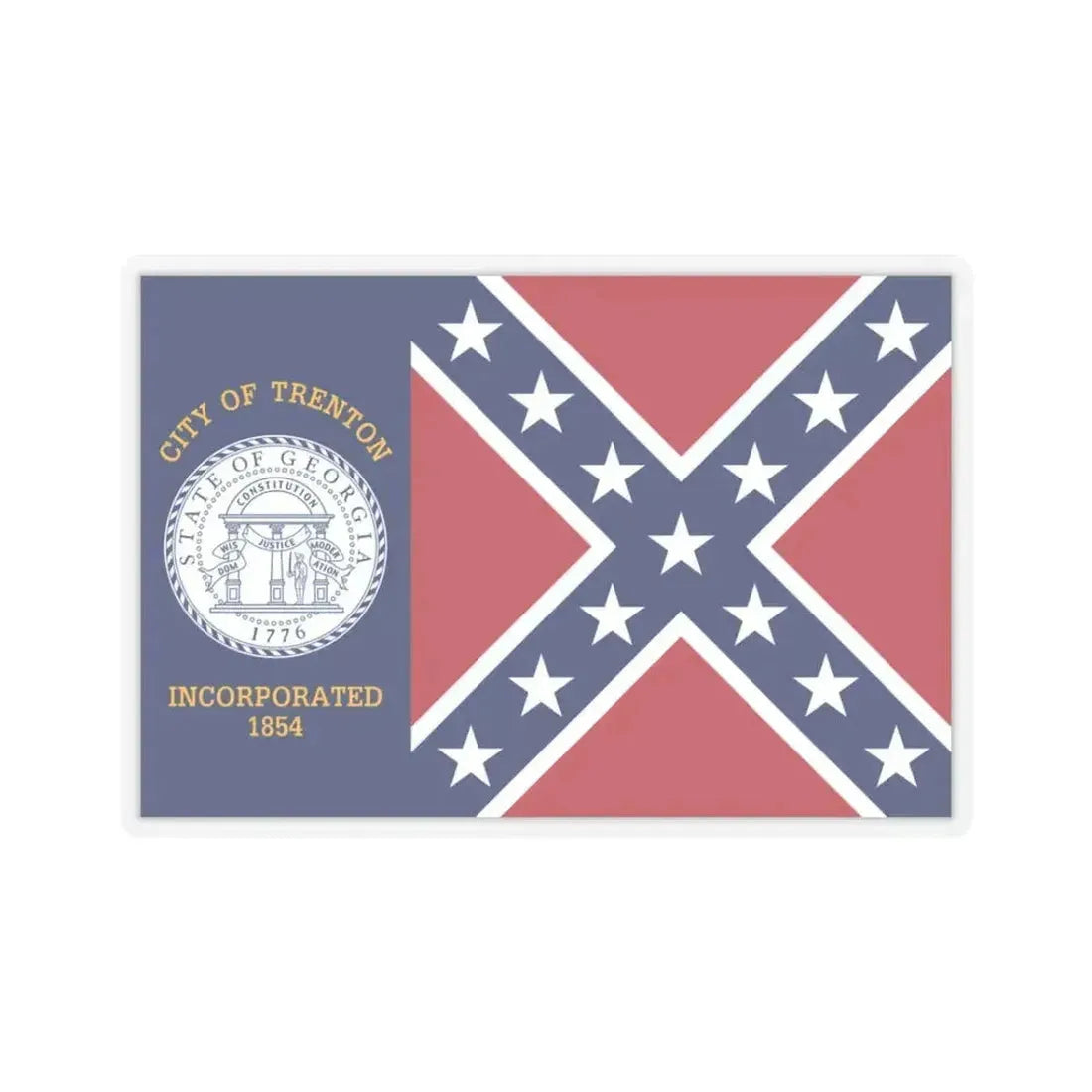 Flag of Trenton, Georgia - STICKER Vinyl Kiss-Cut Decal 3 Inch Transparent - The Sticker Space