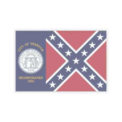 Flag of Trenton, Georgia - STICKER Vinyl Kiss-Cut Decal 3 Inch Transparent - The Sticker Space