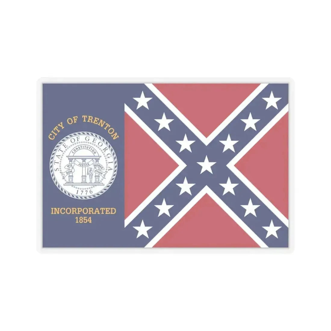 Flag of Trenton, Georgia - STICKER Vinyl Kiss-Cut Decal 6 Inch Transparent - The Sticker Space