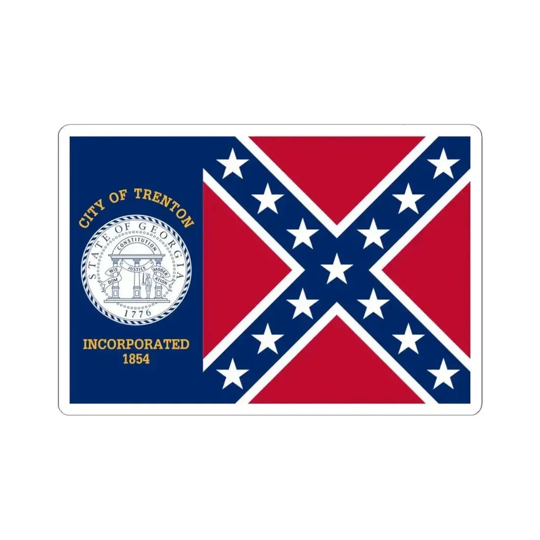Flag of Trenton, Georgia - STICKER Vinyl Kiss-Cut Decal 6 Inch White - The Sticker Space