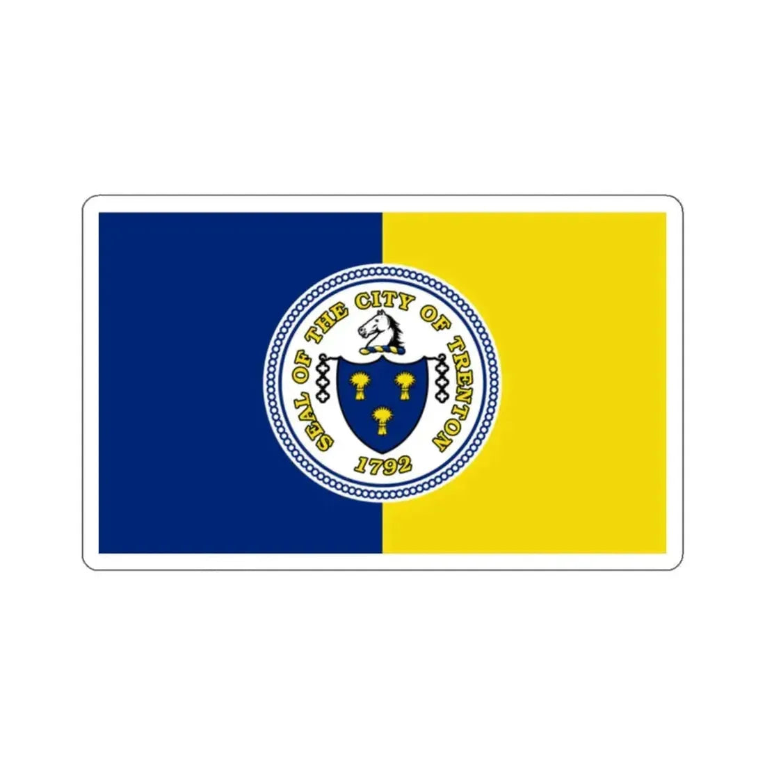 Flag of Trenton, New Jersey - STICKER Vinyl Kiss-Cut Decal 2 Inch White - The Sticker Space